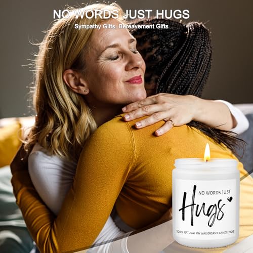 Sympathy Gifts for Loss of Loved One- No Words Just Hugs Candles, Natural Lavender Scented Candle 9OZ, Get Well Soon, Thinking of You Gifts, Bereavement Gift for Women Men, Miscarriage Gift for Mother