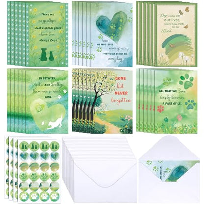 Geyoga 36 Set Pet Sympathy Card with Envelope Bulk, Positive Green - color: Positive Green