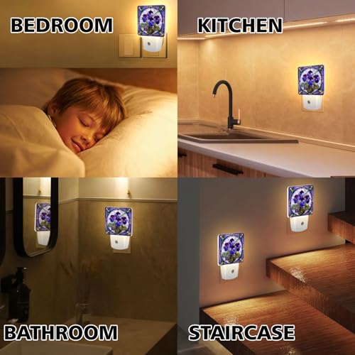 Violet Stained Glass Night Lights Plug into Wall for Room, Violet Night Light LED for Bedroom - color: Violet