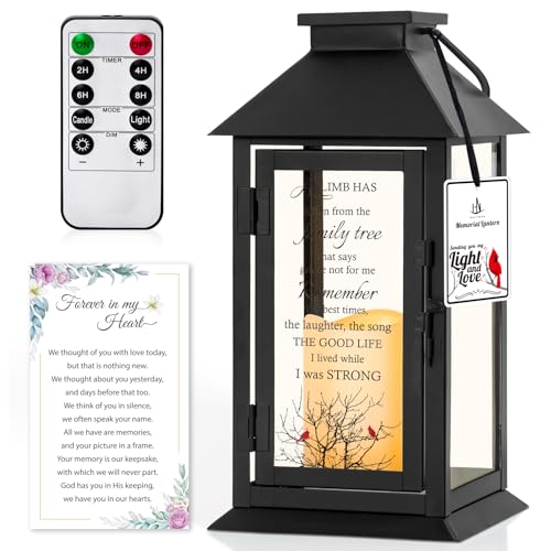 Memorial Lantern Bereavement Gifts in Memory of Loved One Remembrance Sympathy Gifts for Loss of Mother or Father with LED Candle and Remote - color: Family Tree