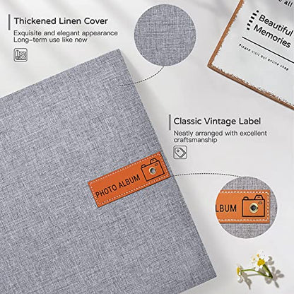 Popotop Large Photo Album Self Adhesive 4x6 5x7 8x10 Scrapbook Album DIY Picture Book,Gifts for Mom,Family Baby and Wedding,with Metal Pen and Plastic Board - color: Grey, size: 11.5"x10.6"40pages
