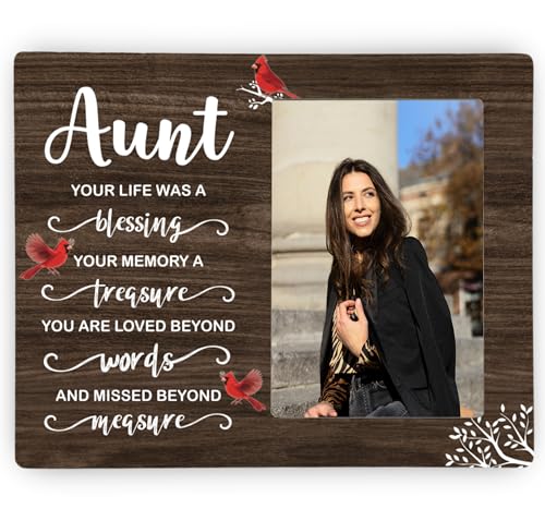 Aunt Memorial Wooden Picture Frame, In Loving Memory Remembrance Photo Frame Gifts for Aunt, Bereavement Sympathy Wooden Frame for Loss of Aunt, 4x6 inch Photo - style: Aunt Memorial