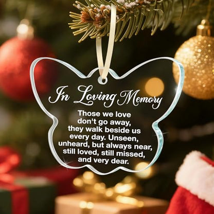 Memorial Sympathy Gifts for Loss of Loved One, Bereavement Condolence Remembrance Comfort Gift In Loving Memory Memorial Mother, Father, Husband, Brother or Pet– Butterfly Glass Ornament Keepsake - style: BF-In Loving Memory