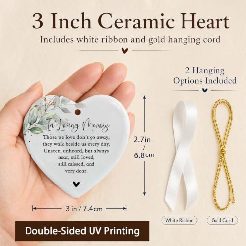 in Loving Memory Gift for Loss of Loved One, Sympathy Keepsake with Ceramic Heart and Comforting Message, Celebration of Life Tribute in Linen Box for Mom Dad Husband Wife Grandma Grandpa