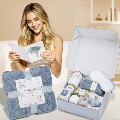 Get Well Gifts for Women Self Care Gifts Basket - Relaxing Spa Care Package After Surgery Feel Better Sympathy Mothersday Birthday Gift for Her Mom Sister Friend Wife (Blue) - color: Blue