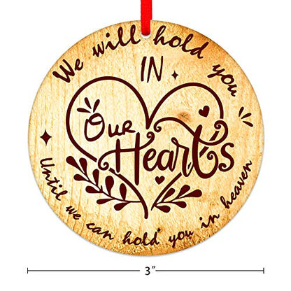 PETCEE Christmas in Heaven Ornaments - 3" Memorial Christmas Ornament We Will Hold You in Our Hearts Until We Can Hold You in Heaven Hanging Xmas Trees Ornaments Decorations Sympathy Gifts