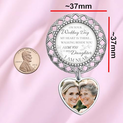 Wedding Bouquet Photo Charms Memorial Custom Boutonniere Bachelor Bridal - style: Antique Silver Round Lattice Frame