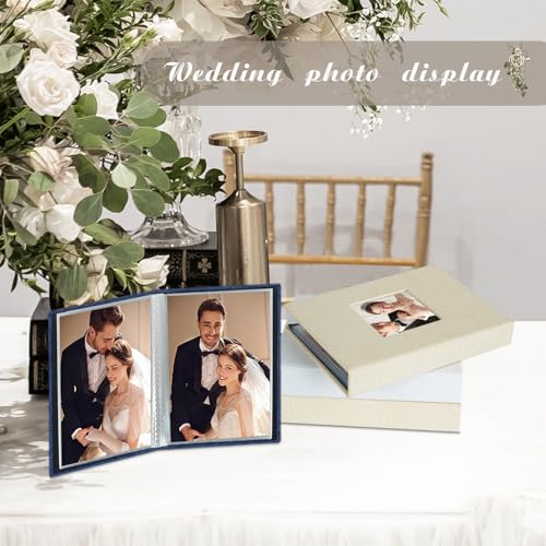 Artmag Mini Photo Album 4x6 50 Pockets 2 Pack, Linen Cover with Front Window Album Each Holds 52 Vertical Photos for Family Wedding Baby Children (Blue) - color: Blue, size: 50 Pockets/2PKS