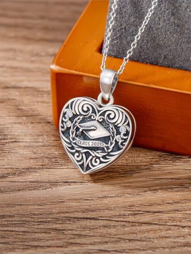 Midari Personalized Heart Locket Necklace That Hold 2 Pictures 925 Sterling Silver Oxidized Photo Necklace Memory Custom Photo Lockets Necklaces Jewelry Gifts for Family Women Lover Mom Dad - color: Graduation, style: Locket Only