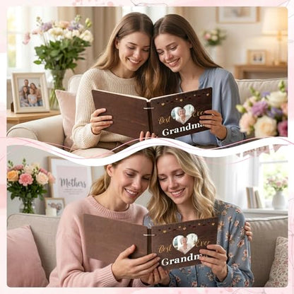 CY2SIDE Best Grandma Ever Album Scrapbook - Mother’s Day Wooden Scrapbook Craft Kit, DIY Photo Memories Book with 30 Pages Birthday Gift for Mother’s Day, DIY Handmade Scrapbook Gift for Grandmother - style: Best Grandma Ever