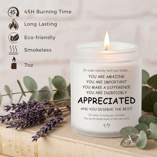 Thank You Gifts for Women, Inspirational Gifts for Women, Birthday Candles | Thoughtful Gifts for Women Friend Mom Girlfriend - You're Amazing Candle, 7oz 45 Hours Lavender & Eucalyptus Scented Candle - color: Merit