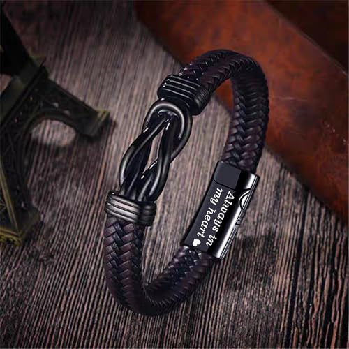 YOUFENG Urn Bracelet for Human Ashes Leather Cremation Knot Cross Bracelet Stainless Steel Keepsake Cuff Bangle Jewelry for Men - color: BrownKnot