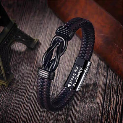 YOUFENG Urn Bracelet for Human Ashes Leather Cremation Knot Cross Bracelet Stainless Steel Keepsake Cuff Bangle Jewelry for Men - color: BrownKnot