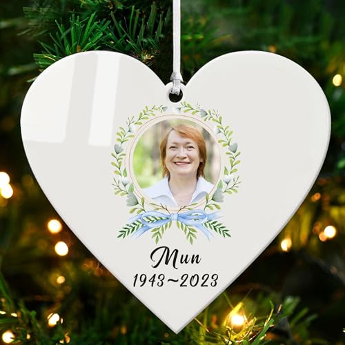 Personalized Memorial Christmas Ornaments with Photo - Custom Christmas Tree Decorations Xmas Gifts in Loving Memory Keepsake for Your Loved Ones (Design 2, Heart) - color: Design 2, size: Heart