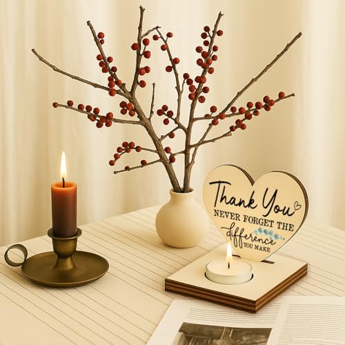 Christmas Thank You Friends Gifts, Never Forget The Difference You Make Quote, Appreciation Gift for Teachers Nurses Friends Bestie, Friendship Christmas Keepsake Candlestick Holders-LATZ05 - color: Wood Thank You