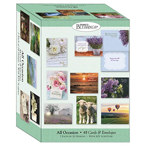 48 All Occasion Religious Greeting Cards Value Pack 1,King James Version Scriptures,Faith Based Greeting Cards,Assorted Designs including Religious Birthday, Thinking of You Cards