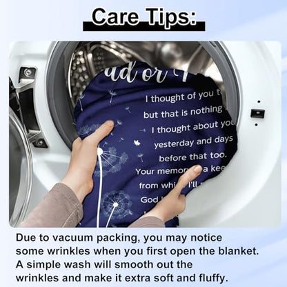 Ships Next Day, Custom Memorial Sympathy Gifts for Loss of Mom Dad Grandma Grandpa - Printed in USA, Hugs from Heaven Flannel Blanket, in Memory of Gifts, Condolence Bereavement Remembrance Gifts - size: customize now