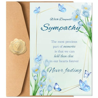 Sympathy Cards with Envelopes, Bereavement Sympathy Cards Gifts for Loss of Loved One, Memorial Condolences Gifts for Friend Family Coworker Neighbor, Double Sided Design, 8 x 5.3 Inches (After folding)