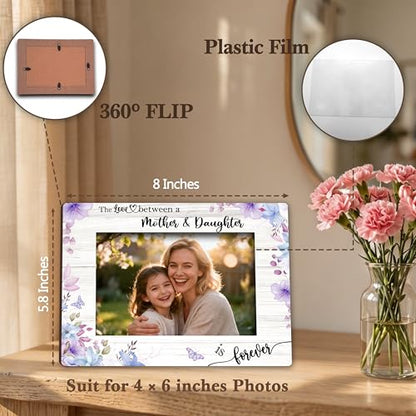 Mom Picture Frame | Mothers Day Photo Frame 4×6, Memorial Picture Frames for Mother's Day Birthday Gifts - Purple Flower - color: Purple Flower