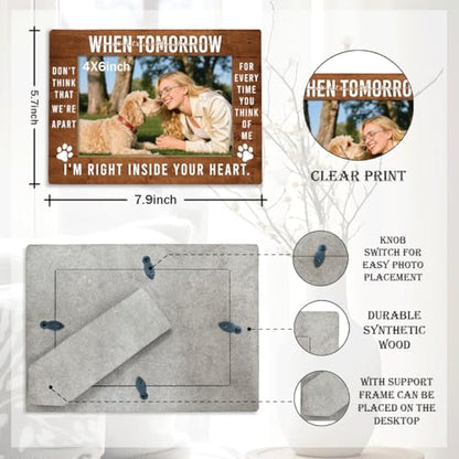 Rustic Wooden Picture Frame, I'm Right Inside Your Heart, Pet Wooden Memorial Gifts, Wood Dog Pictures Frames, Picture Frame for Loss of Pet Sympathy Keepsake Gifts 7.9 * 5.7inches - color: Style 17