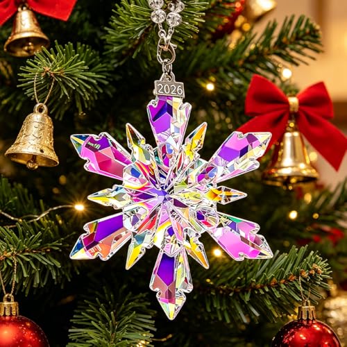 Christmas Ornaments 2026, Crystal Glass Snowflake Ornaments, Sparkly Pretty - color: Colorful Crystal