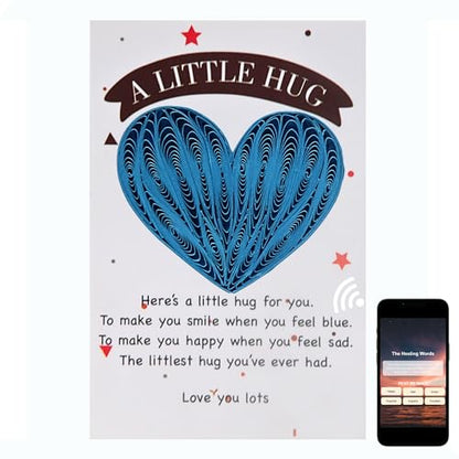 Little Pocket Hug Token & Greeting Card – Handmade Quilled Heart with NFC Bible Verse | Pocket Hug Card with Inspirational Scripture | Unique Christian Gift for Encouragement, Grief, Anxiety Relief & Long Distance Love (Blue Heart) - color: Blue Heart