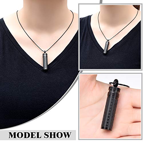 constantlife Cremation Jewelry for Ashes Openable Pill Case Urn Necklace Keepsake Perfume Memorial Pendant Locket Charm Accessories - color: Black