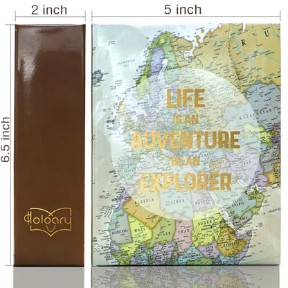 Holoary Photo Albums 4x6 100 Photos, Small Size 1 Picture Per Page, 100 Pockets 4"x6", Printed Book Cover Old Map Adventure Travel Vacation - size: 100 Pockets