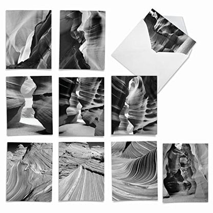 The Best Card Company - 10 Blank Note Cards with Envelopes (4 x 5.12 Inch) - Black & White Photos, Bulk Boxed Set - Free Forms M3310 - style: Free Forms