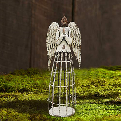 Garden Angel Statue Decor Rustic Metal Praying Angel Sculpture Yard Art | Outdoor Antique Accent Gift Holiday Porch Patio Home Decor - style: style 1