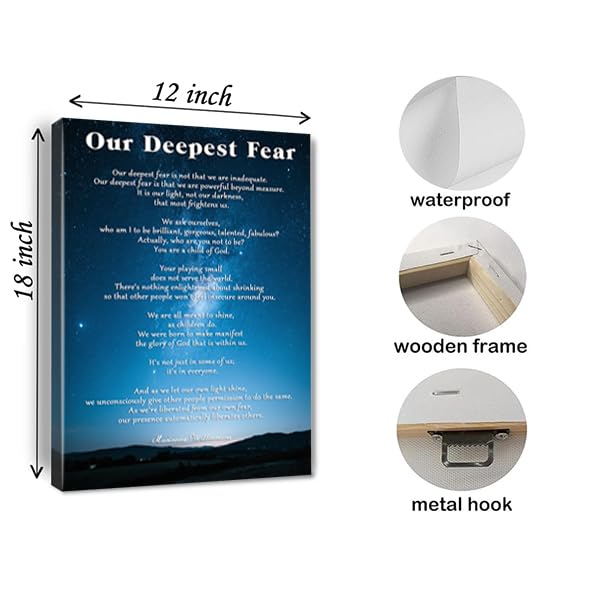 Our Deepest Fear Quote Canvas Wall Art Inspirational Painting Print Motivational Poster Ready to Hang Home Office，Living Room，or Personal Space Framed 12 * 18 Inch - color: White 2, size: 18"L x 12"W