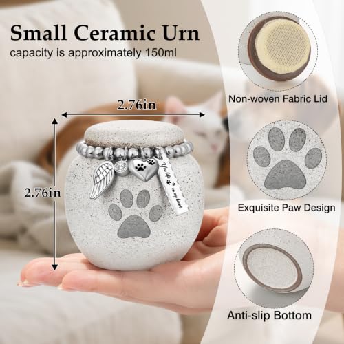 SOITIS Pet Urns for Cats Dog Urns for Ashes 2.76“ Pet Urn Ceramic Small Urn - color: 2.76" Paw