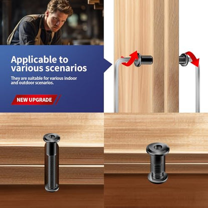 1/4-20 x 1/2" 20Pcs Flat Head Hex Socket Cap Screws Bolts Barrel Nuts Kit, 304 Stainless Steel 18-8, Full Thread, Black Oxide by SG TZH (with Hex Spanner) - color: Black, size: 1/4-20 x 1/2"