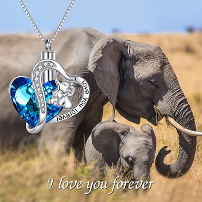 WINNICACA Silver Cremation Urn Necklaces for Ashes of Loved Ones - style: Elephants Crystal Necklaces