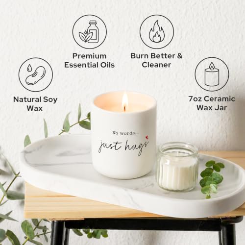 Sympathy Gifts for Loss of Loved One - No Words Just Hugs Candle | Lavender Scented Candle, Memorial Gifts, Bereavement, Grief, Thinking of You, Get Well, Condolence Candle for Women, Soy Wax