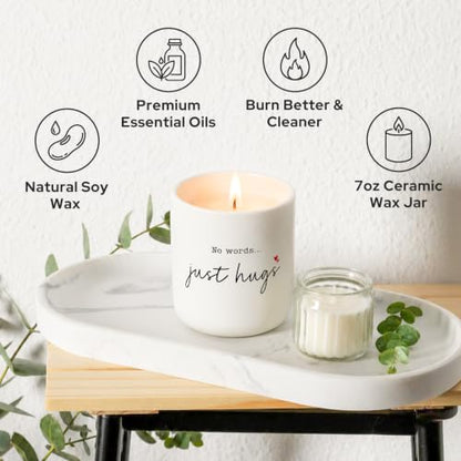 Sympathy Gifts for Loss of Loved One - No Words Just Hugs Candle | Lavender Scented Candle, Memorial Gifts, Bereavement, Grief, Thinking of You, Get Well, Condolence Candle for Women, Soy Wax