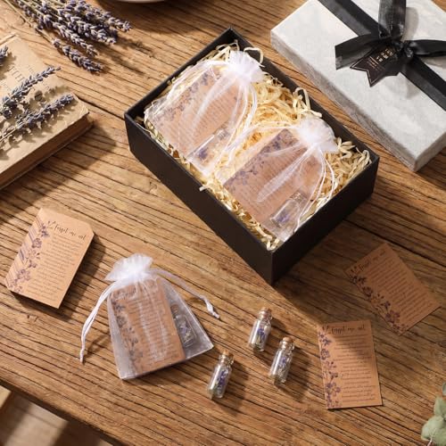30 Set Funeral Favors, Mini Glass Bottles with Forget-me-not Dried Flowers, Sympathy Cards and Gift Bags, Memorial Gift Set for Guest Remembrance Keepsakes Celebration of Life Favors
