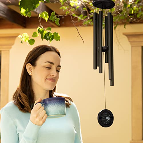 Dog Memorial Wind Chime 28" with 5 Pendant Designs and Comforting Pet Loss eBook- Pet Memorial Gifts-Loss of Dog Sympathy Gift-Dogs Wind Chimes, Remembrance Gift - color: Black