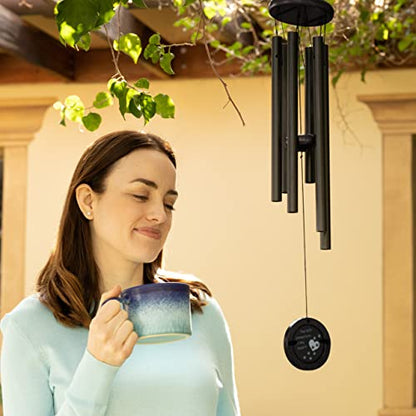 Dog Memorial Wind Chime 28" with 5 Pendant Designs and Comforting Pet Loss eBook- Pet Memorial Gifts-Loss of Dog Sympathy Gift-Dogs Wind Chimes, Remembrance Gift - color: Black