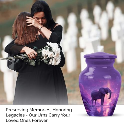 Elephant Human Ashes Urns Combo - Funeral Urn Set for Ashes - 10 and 3 Inch - color: Elephant-2, size: combo-3