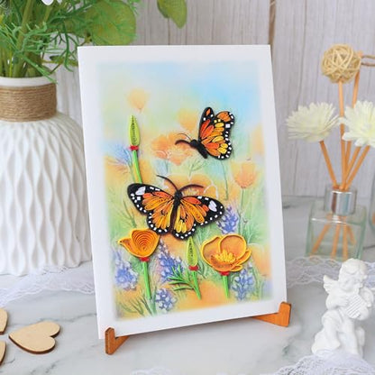 KingKraft Butterflies Quilling Card, Handcrafted Greeting Card for All Occasions, Birthday Card for Mom, Thinking of You, Get Well, Anniversary Card, Valentines Day, Mothers Day Card, Blank Inside - color: Butterflies