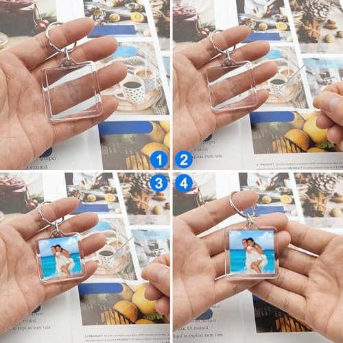 15/20 Pack Acrylic Photo Frame Keychain, Personalized Customizable Keychains, Clear Picture Keychain as Gift - color: 1.6"x 1.6"(20pack)