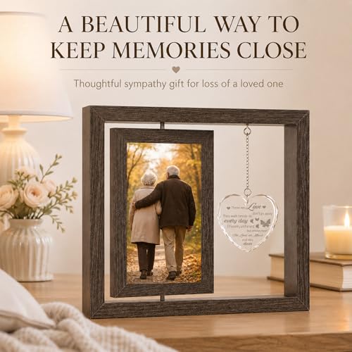 Memorial Sympathy Gifts for Loss of Loved One, Bereavement Remembrance Picture Frame for Loss of Mom Dad, In Memory of Loved One Gifts, Condolence Funeral Sentimental Gift, Rotating Frame Displays Two 4x6 Photos - size: Those We Love
