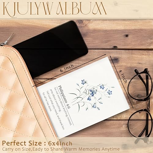 Blue Flower Christian Photo Album 4x6, Philippians 4:6 Bible Verse Small Memory Photo Album Book for 18 Pockets Hold 36 Pictures, Photobook for Family Wedding Anniversary Travel Vacation - color: Philippians 4 6