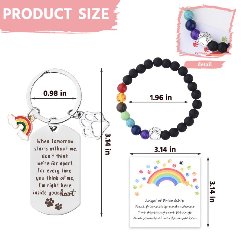 Sisadodo Rainbow Bridge Dog Memorial Gifts for Loss of Dogs Cats Rainbow Bridge Bracelet Keychains Paw Crystal Sun Catcher - color: Bracelet Card and Crystal Suncatcher