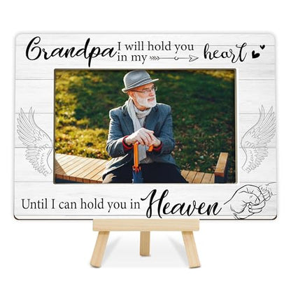 Memorial Gifts Loss of Grandpa, Sympathy Picture Frame, Remembrance Gifts Wooden Photo Frame with Easel, 4x6 Bereavement Picture Frame for Tabletop Display - G09 - style: Loss of Grandpa