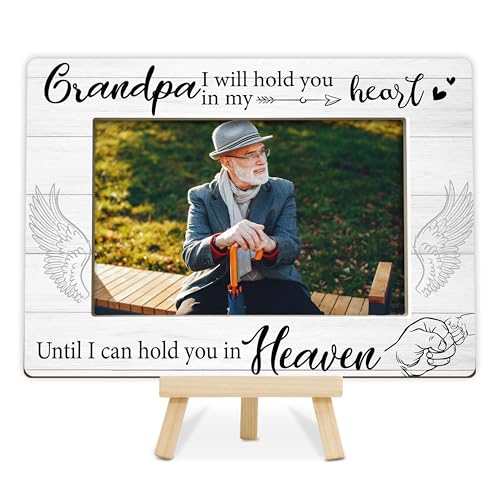 Memorial Gifts Loss of Grandpa, Sympathy Picture Frame, Remembrance Gifts Wooden Photo Frame with Easel, 4x6 Bereavement Picture Frame for Tabletop Display - G09 - style: Loss of Grandpa