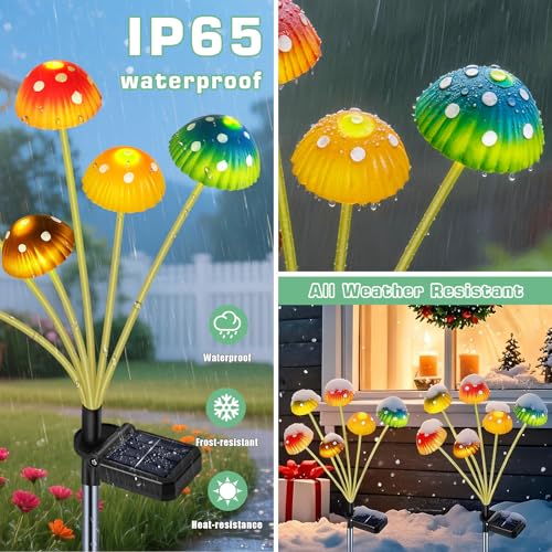 TEDOF Solar Garden Lights,Solar Swaying Mushroom Lights - color: 2 Pack Mushroom Lights