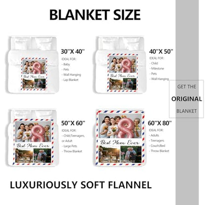 Ships Next Day, Custom Blanket with Photos Text - HD-Printing in USA, Personalized Picture Blanket Customized Flannel Blankets Christmas Birthday Gifts for Mom Dad Couple Kids Girlfriend Boyfriend - color: 3 Photos, size: 60'' x 80''