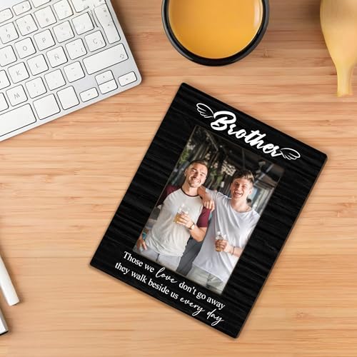 Brother Memorial Gifts Picture Frame 5x7, In Loving Memory Photo Frame, Memorial Gifts for Loss of Brother, They Walk Beside us Every Day Sympathy Wooden Picture Photo Frames for Desk Decor
